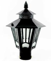 The Small Size Black Finish Metal and Glass Material Gate Light Lamp