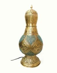 Textured Antique Brass Moroccan Style BLUE Table Lamp and Bedside Lamp