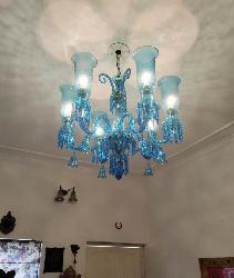 Elegant Sky Blue Colour Glass Lamp Mughal Style Antique Chandelier 