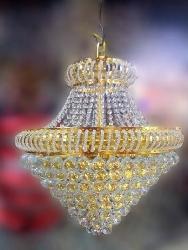 600 MM Golden Finish Crystal Design Maharaja Chandelier