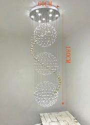 Customized Long Large Spiral Crystal Pendant LED Light Chandelier