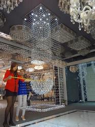 Square Shaped Modern Crystal Pendant Design Chandelier For Stair area