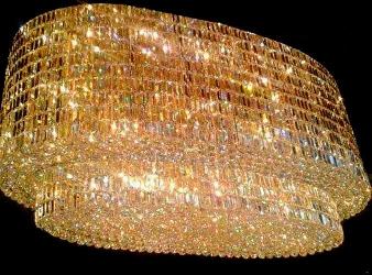 Customized Oval Shaped Crystal Decorative Surface Mounted Chandelier For Hotel and Office