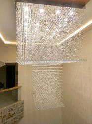 Customized Square Shape Raindrop Crystal Decor Chandelier For Double Heighted Ceiling Home and Hotels