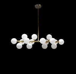The Contemporary Style White Glass Ball Chandelier Lighting With Golden Finish Metal Body Pendant Chandelier