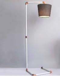 White And Copper Steampunk Pipe Design Standing Lamp