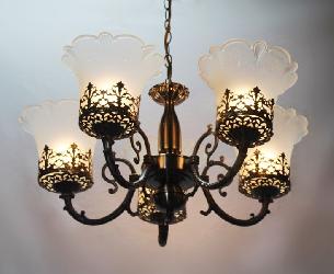 5 Glass Lamp Colonial Antique Design Chandelier For House