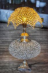 Jhoomarwala Decorative Crystal Lamp with Gold Polish Table Lamp
