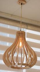KWUD Modern Scandinavian Style Ceiling Mount Wood Pendant Lighting Lamp Shade with E27 Base