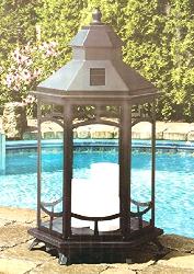 Big Size Vintage Design Lantern Pattern Rechargeable Solar Outdoor Light With Flameless Candles