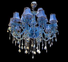 The Sky Blue Colour Glass and Crystal Decor Italian Chandelier With Fabric Shade