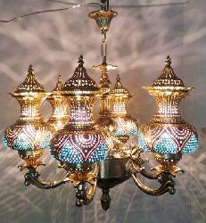 Antique Design Brass and Aluminum Material Mix 5 Light Pendant Chandelier For Villa and Home