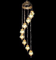 Antique Mughal Design Brass Material and Crystal Decor Pendant Light Chandelier