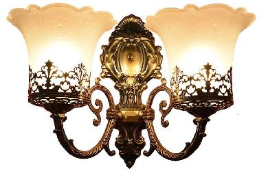 The Victorian Style and Antique Design Two Glass Lamp Wall Mount Lamp