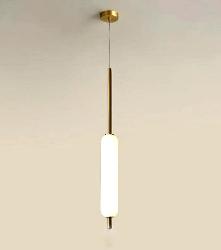 Modern Antique Gold Finish Metal Body and Acrylic Long Tube Pendant Light For Cafe and Home Decoration and Lighting