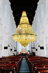Customize By Jhoomarwala Very Large Size Cone Shape Crystal Decor and Gold Finish Metal Body Pendant Chandelier