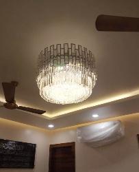 Jhoomarwala Customize New Crystal Decor Round Shape Ceiling Semi Flush Mount Chandelier
