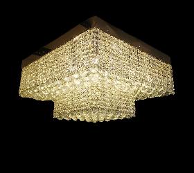 The Square Shape Customize Indian Design Crystal Pendant Surface Mount Chandelier For Your Bedroom