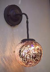 The Round Brown Glass and Black Metal wall Lamp For Home