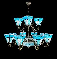 The Attractive Blue Color Glass Shade Lamp Antique and Victorian Design Chandelier For Villa and Home Lighting