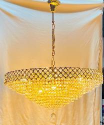 The Indian Half Basket Luxury Crystal Decor With Shiny Golden Finish Body Ceiling Pendant Chandelier For Home Decoration and Lighting