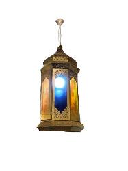 THE ANTIQUE DESIGN BRASS BODY WITH MULTI COLOR GLASS HANGING LAMP LIGHT FOR INDOOR AND OUTDOOR .