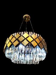 THE MODERN DESIGN SHINY CRYSTAL WITH GOLDEN AND BLACK BODY HANGING CHANDELIER FOR HOME AND DECOR