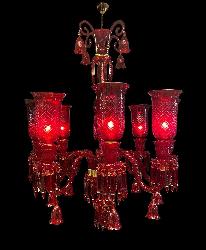 The Jhoomarwala Customize Indian Design Red Color Glass and Crystal Antique Style Chandelier For Villa and Home