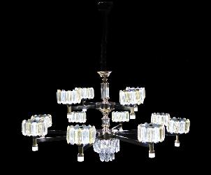 The Black and Golden Finish Body With 12 Lamp Shade Crystal Decor Modern Design Chandelier For Your Home and Hotel 
