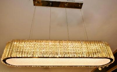 The Big Size Rectangular Shape Crystal Design Ceiling Pendant and Height Suspension Chandelier For Dining Room