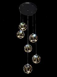 The Art Metal Cutting Black Finish Metal Ball Pendant With Colors Changing Light Hanging Chandelier