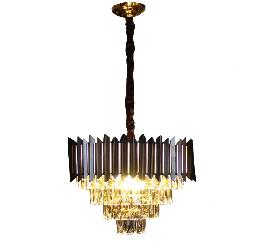 The Round Shape Black and Golden Finish and Shiny Crystal Design Home Decor Chandelier