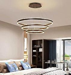 The Three Different Size Ring Pendant and Height Suspension Chandelier With Colors Changing LED Light
