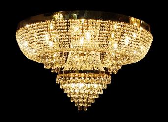 Jhoomarwala Customize Royal Maharaja Style Luxury and Shiny Crystal Decor With Golden Finish Body Chandelier For Your Home and Villa and Temple's