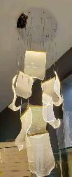 The Modern Acrylic Made Leaf Shaped Design Pendant Chandelier For Staircase