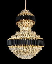 The Large Size Golden and Black Finish Body With Crystal Decor Design Ceiling Pendant Chandelier For Home and Hotels