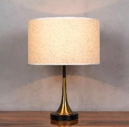 The Black and Antique Gold Finish With Fabric Shade Bedside Desk Lamp For Your Home and Office and Hotel