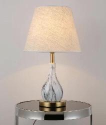 The Marble Finish Stand With Cone Shape Fabric Shade Desk Lamp For Your Bedroom