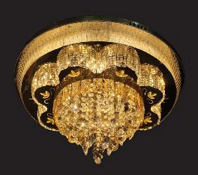 Modern Crystal Design Ceiling Mount Chandelier With Remote Operated Light and Bluetooth System