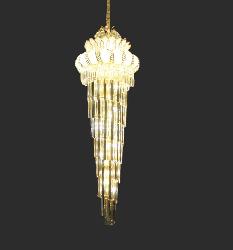 The Spiral Shape Golden Finish Crystal Design Double Heighted Ceiling Pendant Chandelier For Villa and Duplex Staircase Chandelier