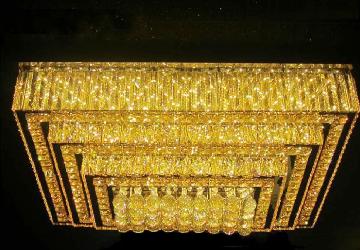 Luxury Crystal and Metal Made Rectangular Shape Ceiling Fixture and Home Decor Chandelier