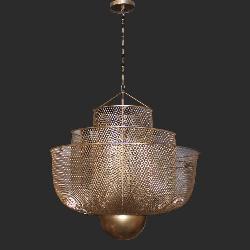 The Golden Finish Modern Metal Meshed Pendant Light For Cafe, Restaurant and Kitchen