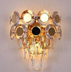 The Shiny and Luxurious Crystal Decor Golden Finish Wall Sconce Lamp For Bedroom and Dining Room