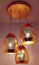 The Copper Finish Liner Metal Cut Design Pendant Light Chandelier For Bedroom and Dining Room