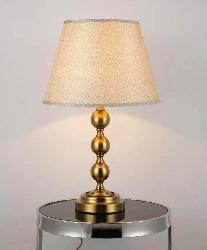 The Antique Golden Finish Base and Cone Shape Fabric Shade Table Lamp and Desk Lamp