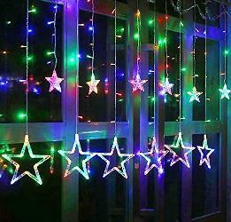 The Multi Color LED Light Neon Star Curtain Light With 8 Flashing Modes