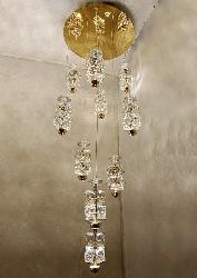 The 10 Crystal Tube Pendant Lamp Chandelier For Duplex and Staircase Area Home, Hotel and Villa