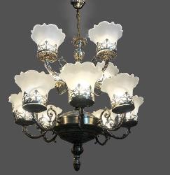12 Glass Lamp Antique Design Chandelier For Temple and Villa