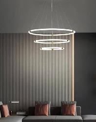 Gold Led Chandelier Hanging Suspension Lamp 3 Rings Acrylic.