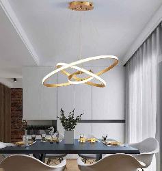 3 Round Shape Ring With Colors Changing and Height Suspension Chandelier For Dining Room